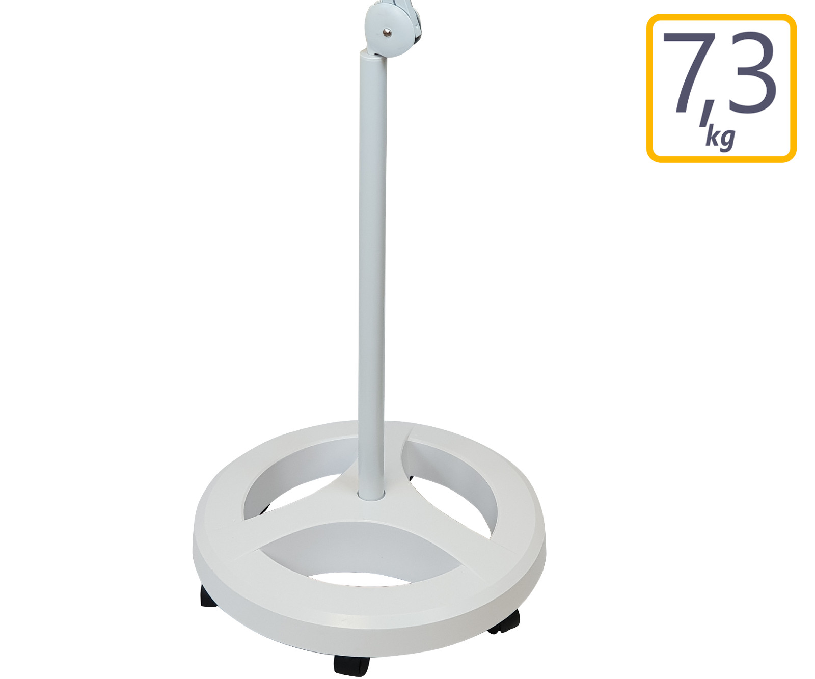 Wheeled stand for magnifier lamp, round with 6 wheels
