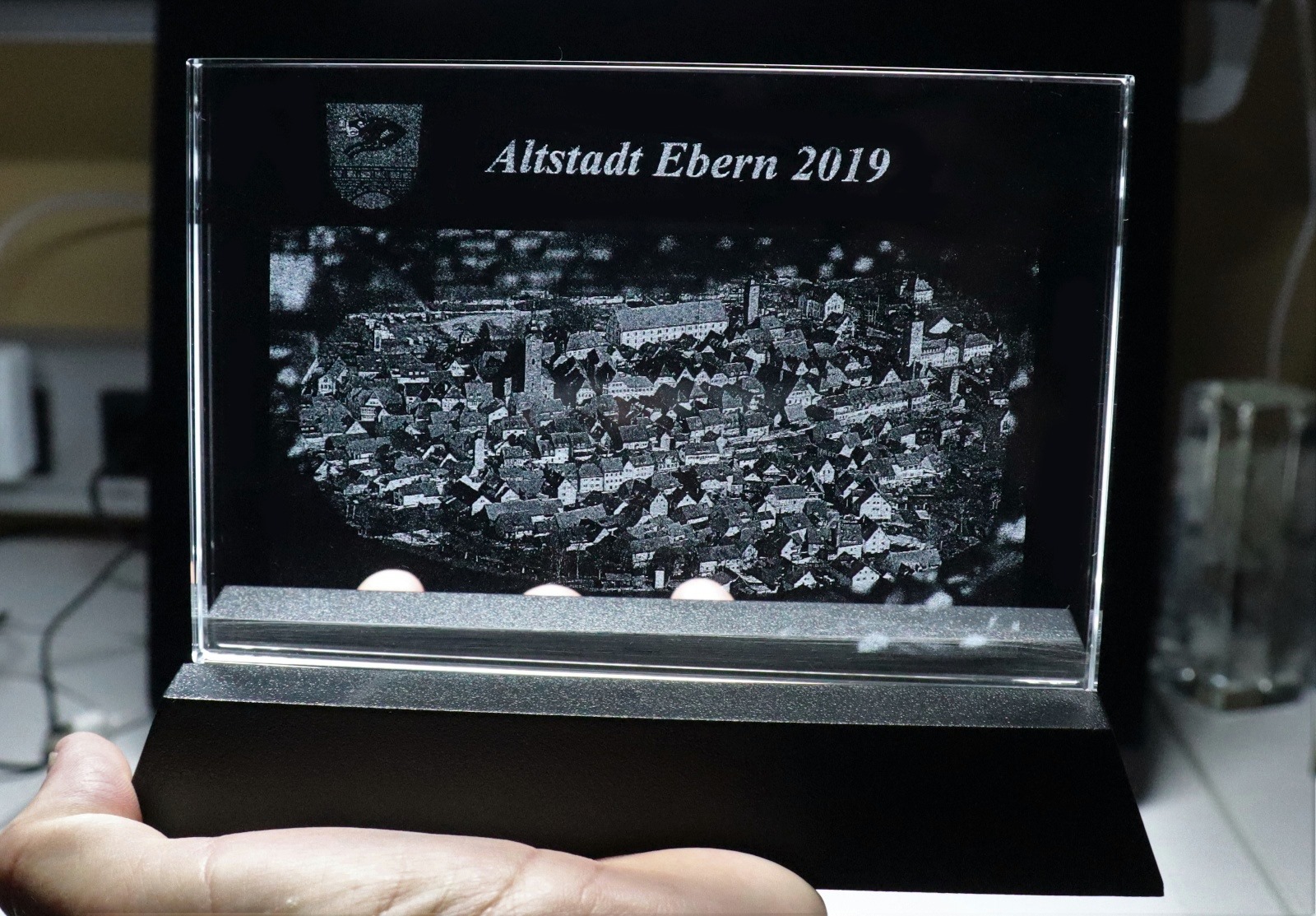 Glasfoto 150x100x10mm Ebern Altstadt 2019